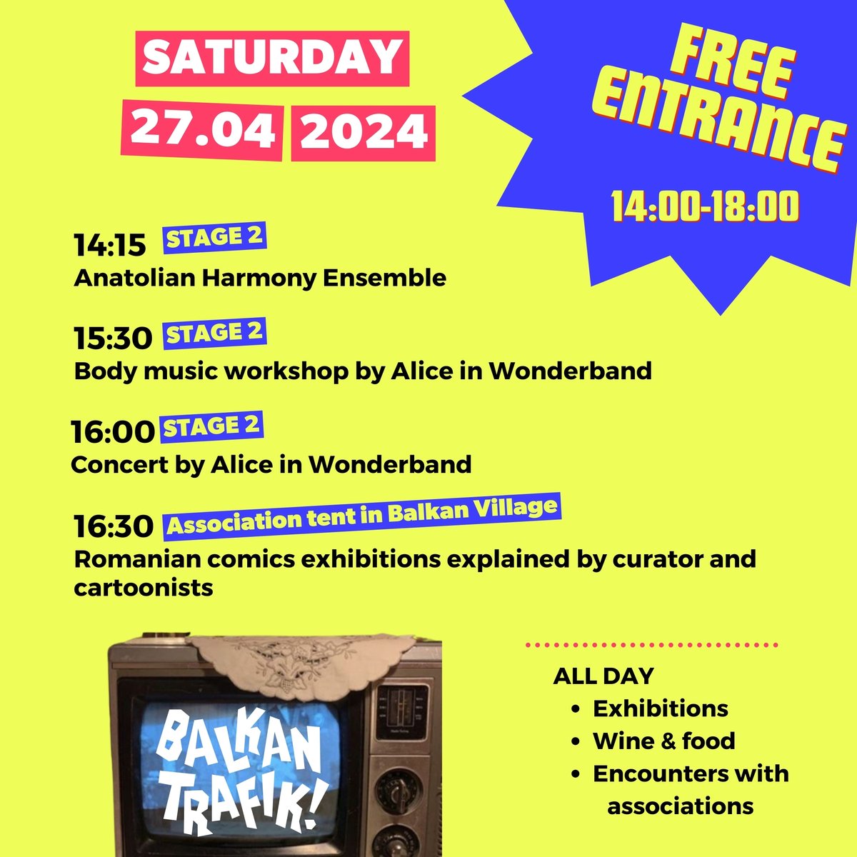 The countdown is getting serious now! 
2 days to go! Plus que 2 dodos 🥳
Have a look at the schedule and our free Saturday afternoon!
Tomorrow we will share the house rules to get 100% ready!
Still tickets available for Friday and Saturday, don't wait any longer