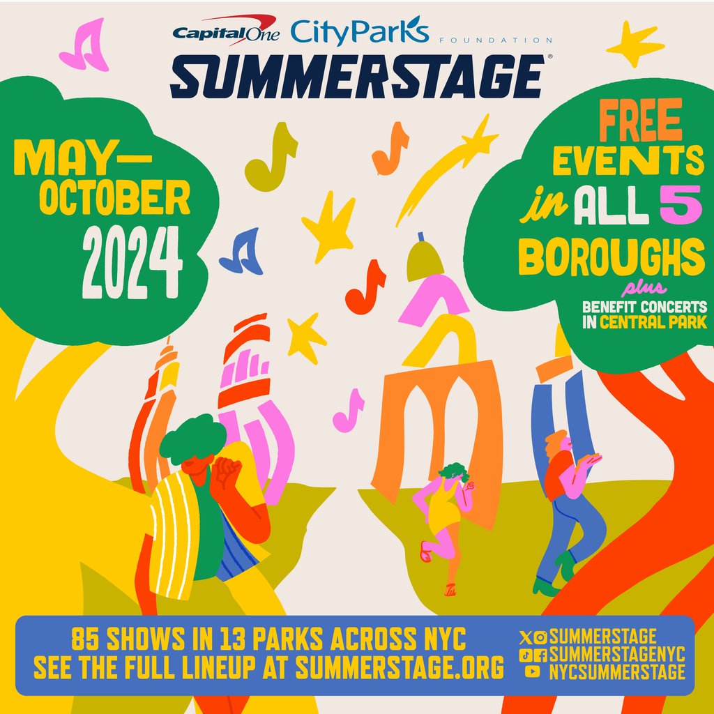 Hey New York! @SummerStage is back with a season of 85+ shows with free performances across all 5 boroughs + benefit concerts in Central Park! Check out the 2024 lineup here! SummerStage.org #SummerStage #ShareYourSummerStage