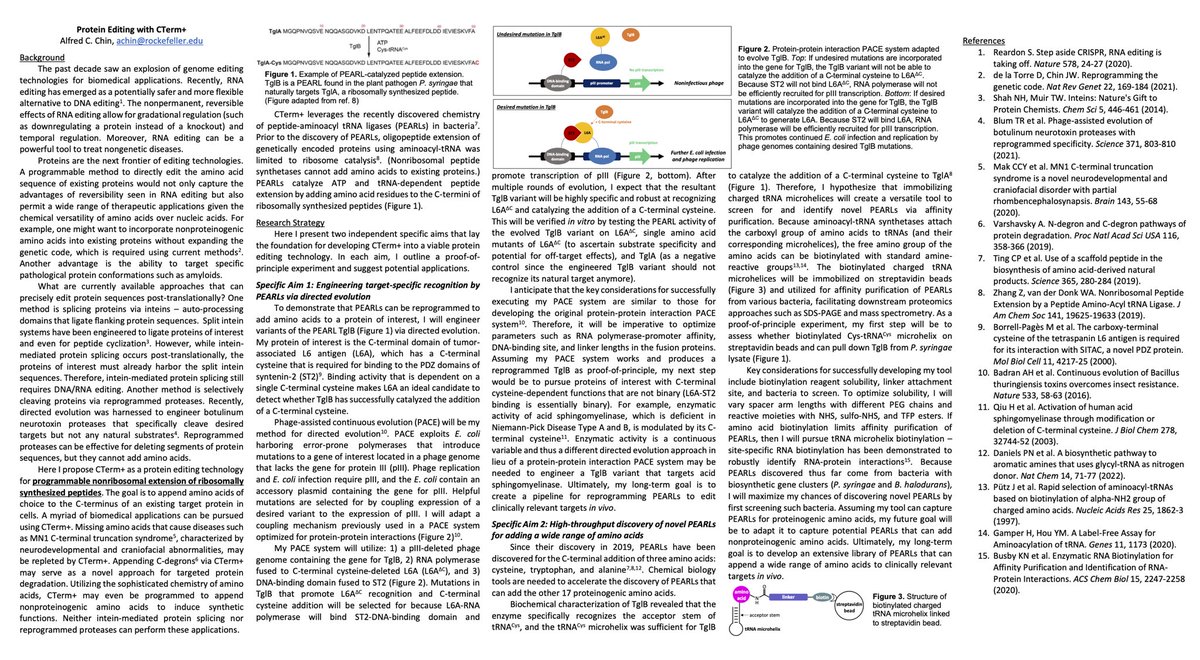 Although I was selected as a <a href="/RockefellerUniv/">Rockefeller University</a> nominee for this year’s <a href="/Regeneron/">Regeneron</a> Prize for Creative Innovation, unfortunately I was not chosen as a finalist. 

In the spirit of advancing open science, I’m posting my proposal here. (It’s supposed to be a “dream project” unrelated