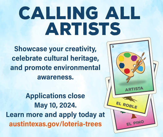 Calling all artists! 🎨 Join us in celebrating the diverse tree species of Central Texas—showcase your artistic skills + foster environmental awareness with an opportunity to receive a $20,000 grant. 🌳 👉 Apply by May 10: AustinTexas.gov/Loteria-Trees