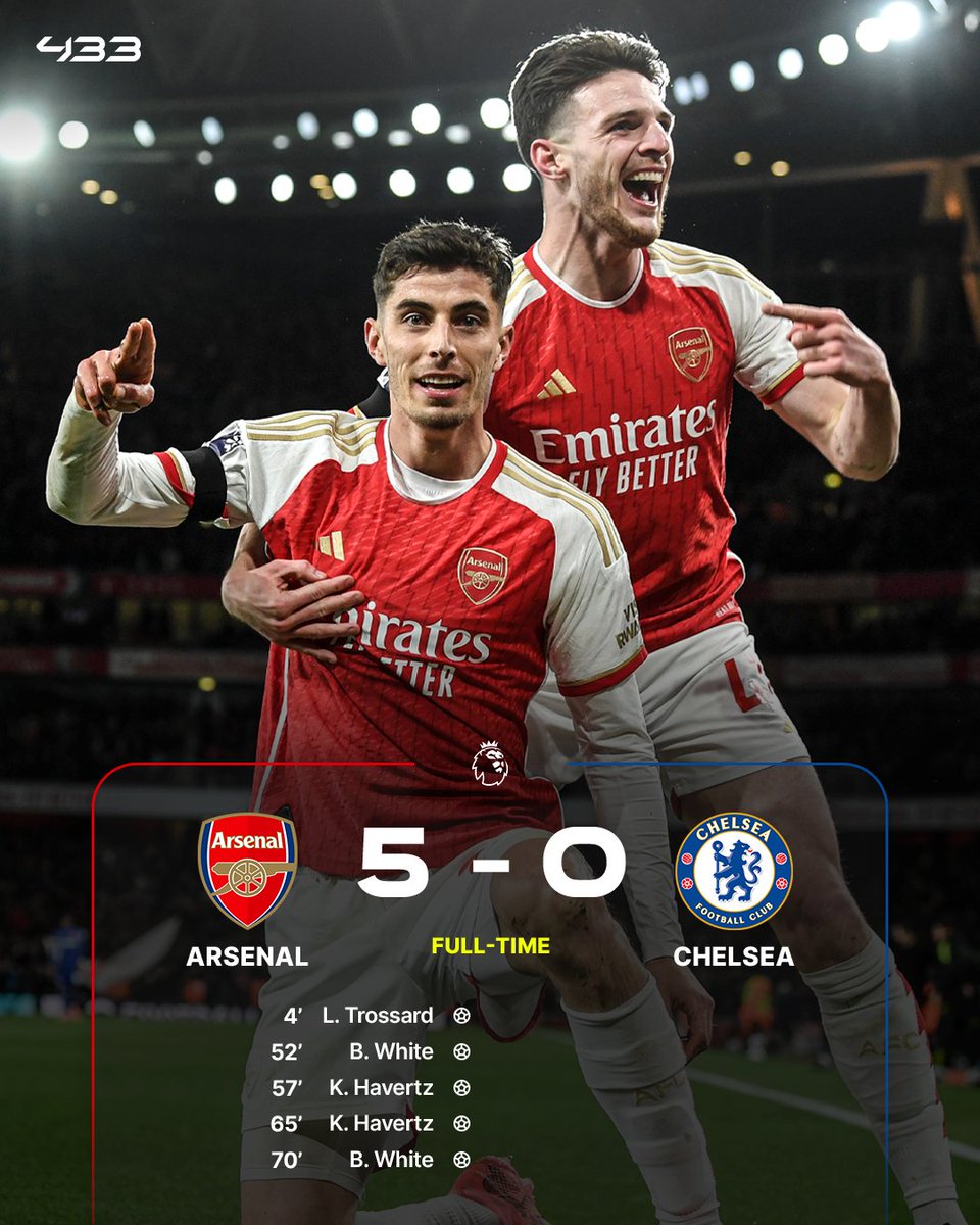 Arsenal 𝐃𝐄𝐒𝐓𝐑𝐎𝐘 Chelsea and now lead the Premier League by 3 points 🤩