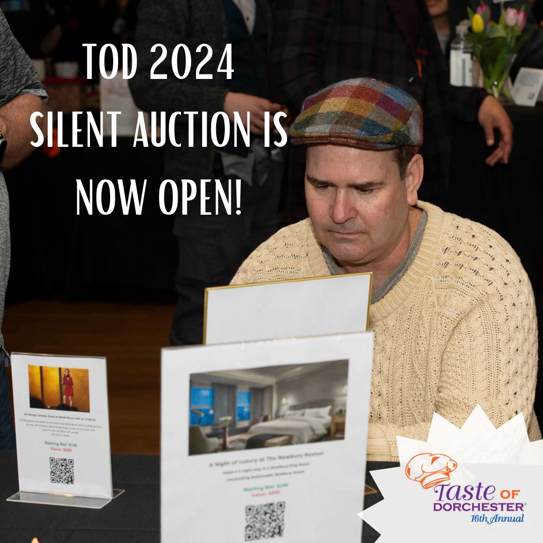 Can't wait until Thursday for all the Taste of Dorchester fun? Check out all the awesome items on our silent auction and starting bidding now! 
Check out the silent auction: app.charityauctionstoday.com/auctions/taste…

#tasteofdorchester #silentauction #fundraiser #dorchester #boston