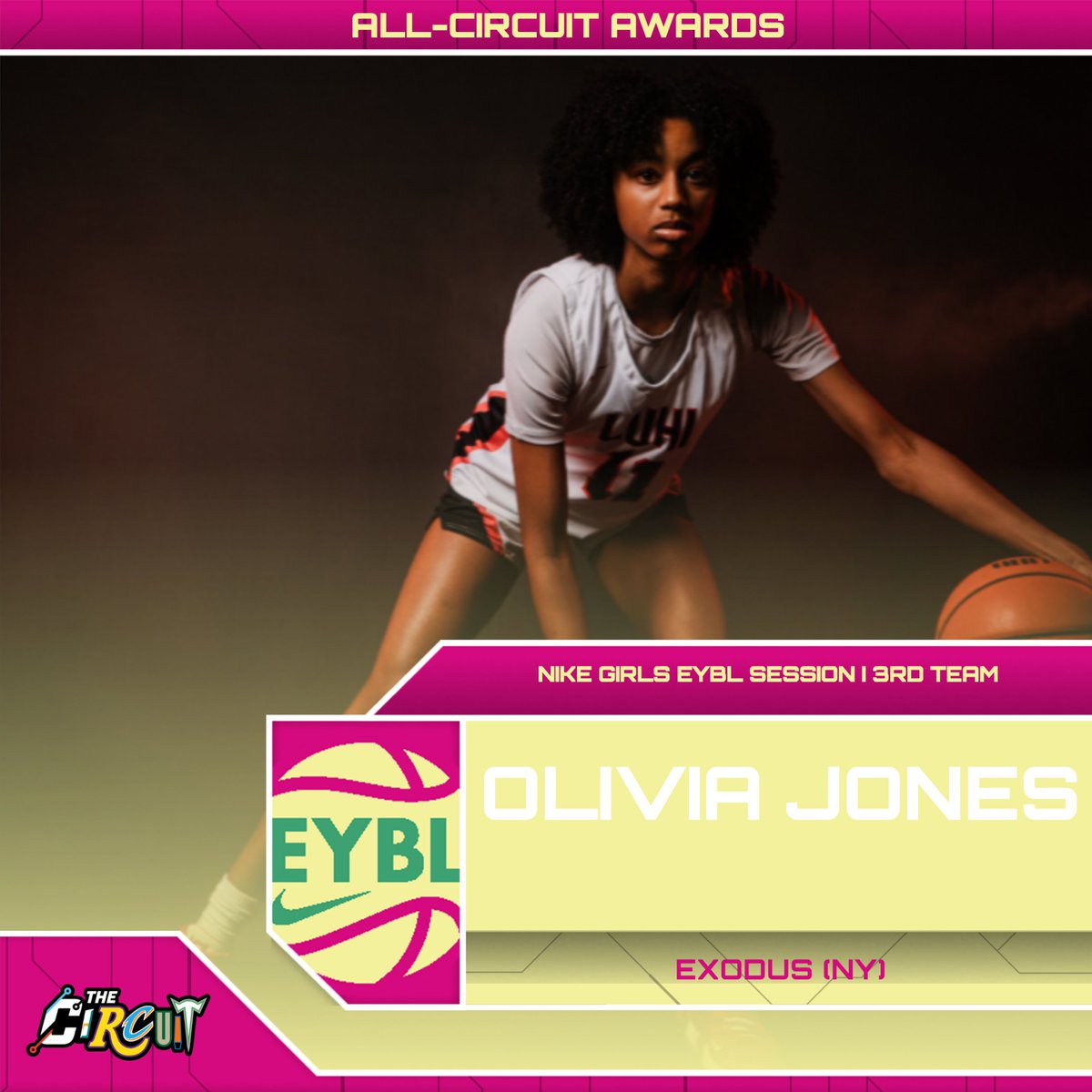 Nike EYBL Hampton | 3rd Team 🥉 Olivia Jones | Exodus (NY) | 2025 Averages ➡️ 12.0 PPG, 3.4 RPG, 1.8 APG All-Circuit Awards ⤵️ thecircuithoops.com/news_article/s…