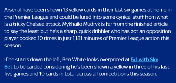 Ben White card 5/1 ✅ Cucurella 2+ fouls & be carded 4/1 ✅