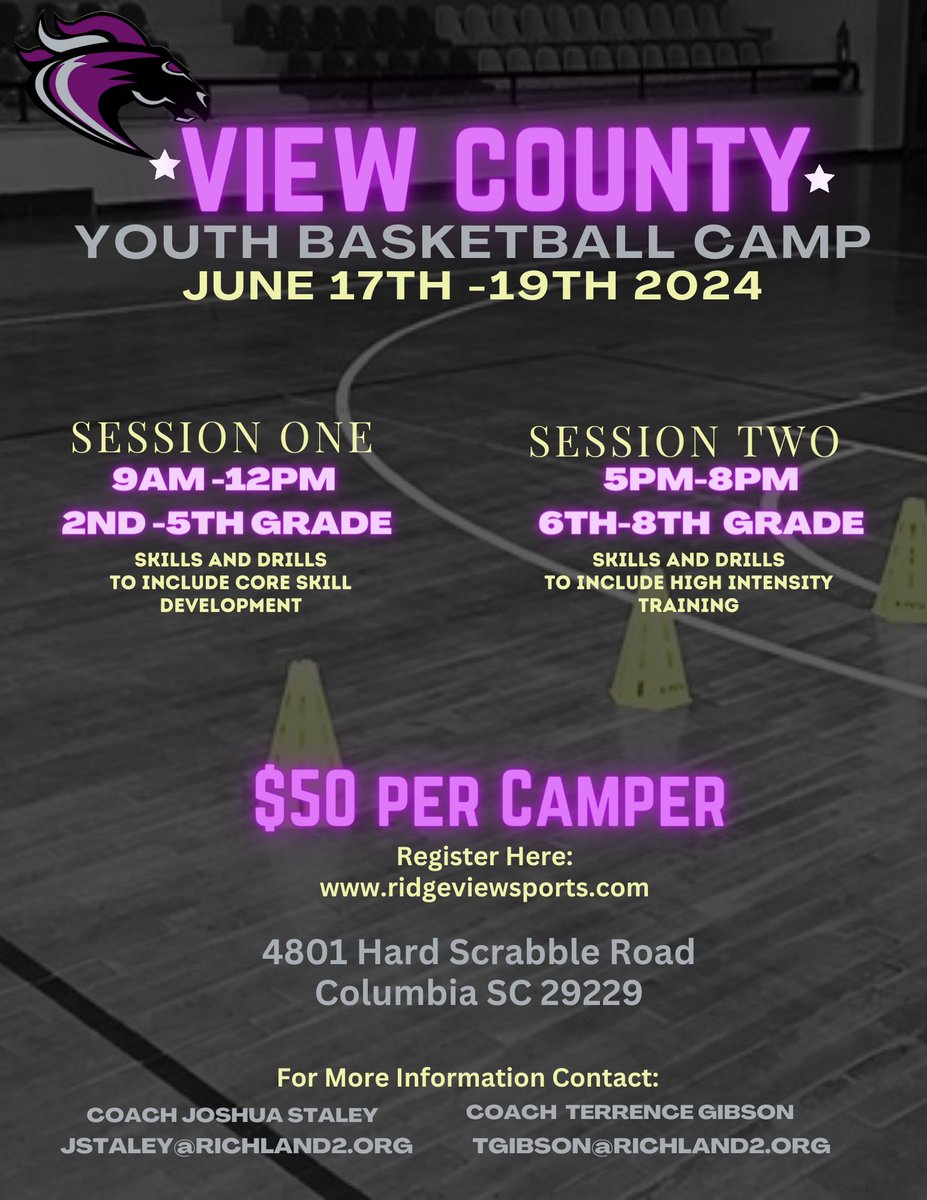 Registration is now open for View County Youth Basketball Camp🏀!!! Register early to secure your son/daughter a spot!!! Register here: ridgeviewsports.com