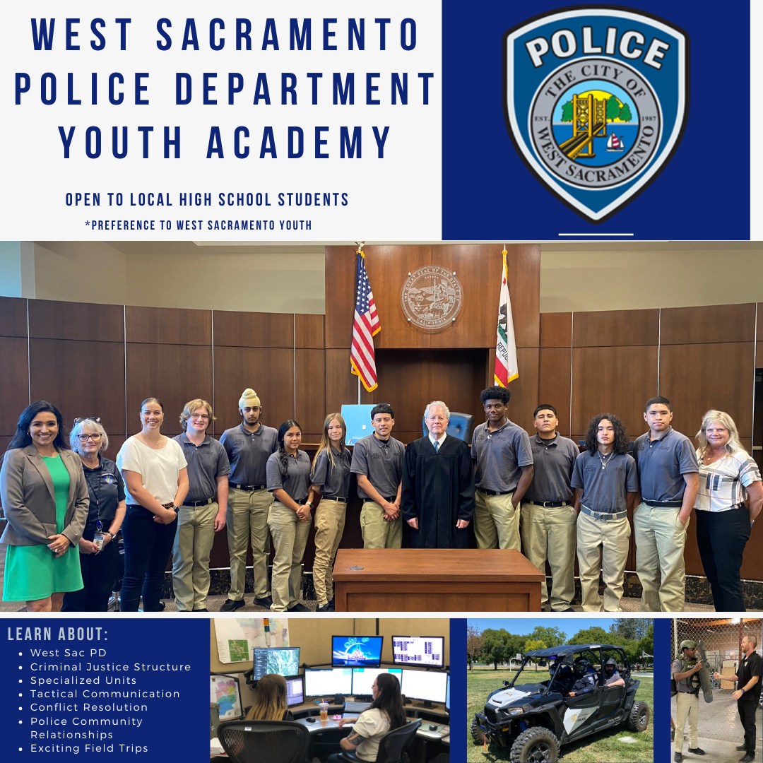 🚓 Join the West Sac Police Youth Academy! Registration is now open for high school students. Don't miss out! Apply by May 8th at cityofwestsacramento.org/government/dep… Please RT!