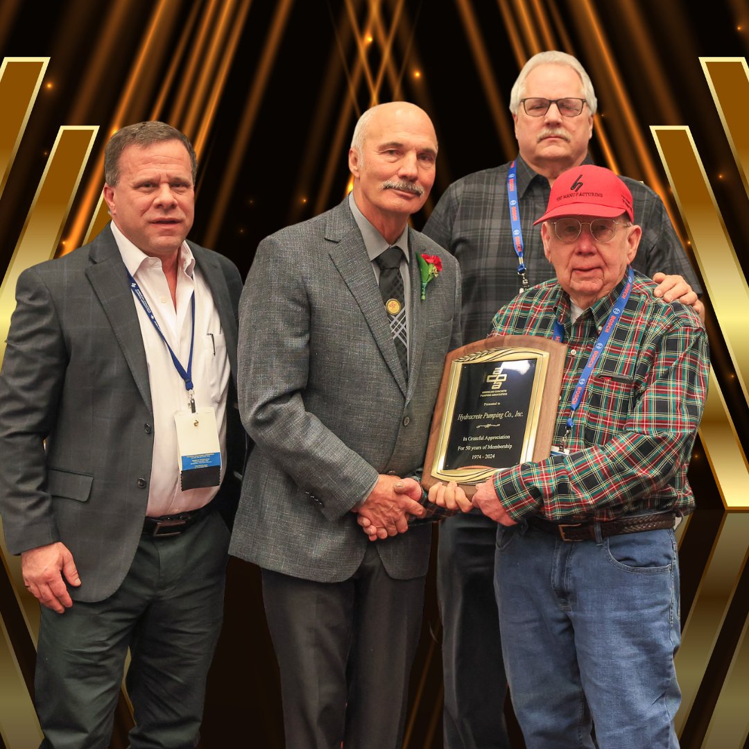ACPApumpers's tweet photo. Here’s a little ACPA trivia for you: Do you know who was the first ACPA Board President? Bill Drake of Hydracrete Concrete Pumping! #FoundingMemberFriday
(ACPA Director Jim Bodeker &amp; Past President Gary Brown with Hydracrete's Bob Drake Sr &amp; Terry Haas.) 
https://t.co/cOLhUWLORg https://t.co/8sK8t3foVP