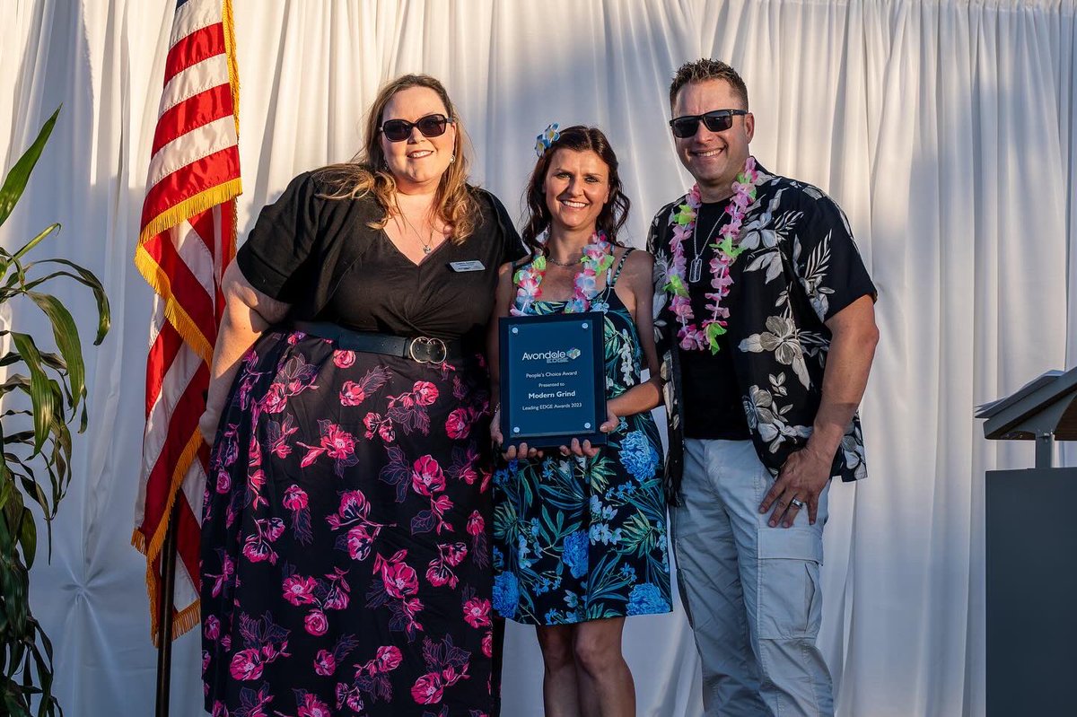 Presenting your 2023 Leading EDGE Award winners! 

Community Impact for Business: The Flower Wrangler

Community Impact for Nonprofit: Mission of Mercy

People’s Choice Award: Modern Grind

Congratulations to all of our amazing and deserving <a href="/AZAvondale/">City of Avondale, AZ</a> businesses! 🏆