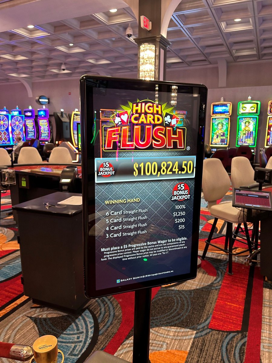 The High Card Flush Progressive jackpot is now at $100,000! Don't miss your chance to test your luck and win big today😮🍀🥳🤩