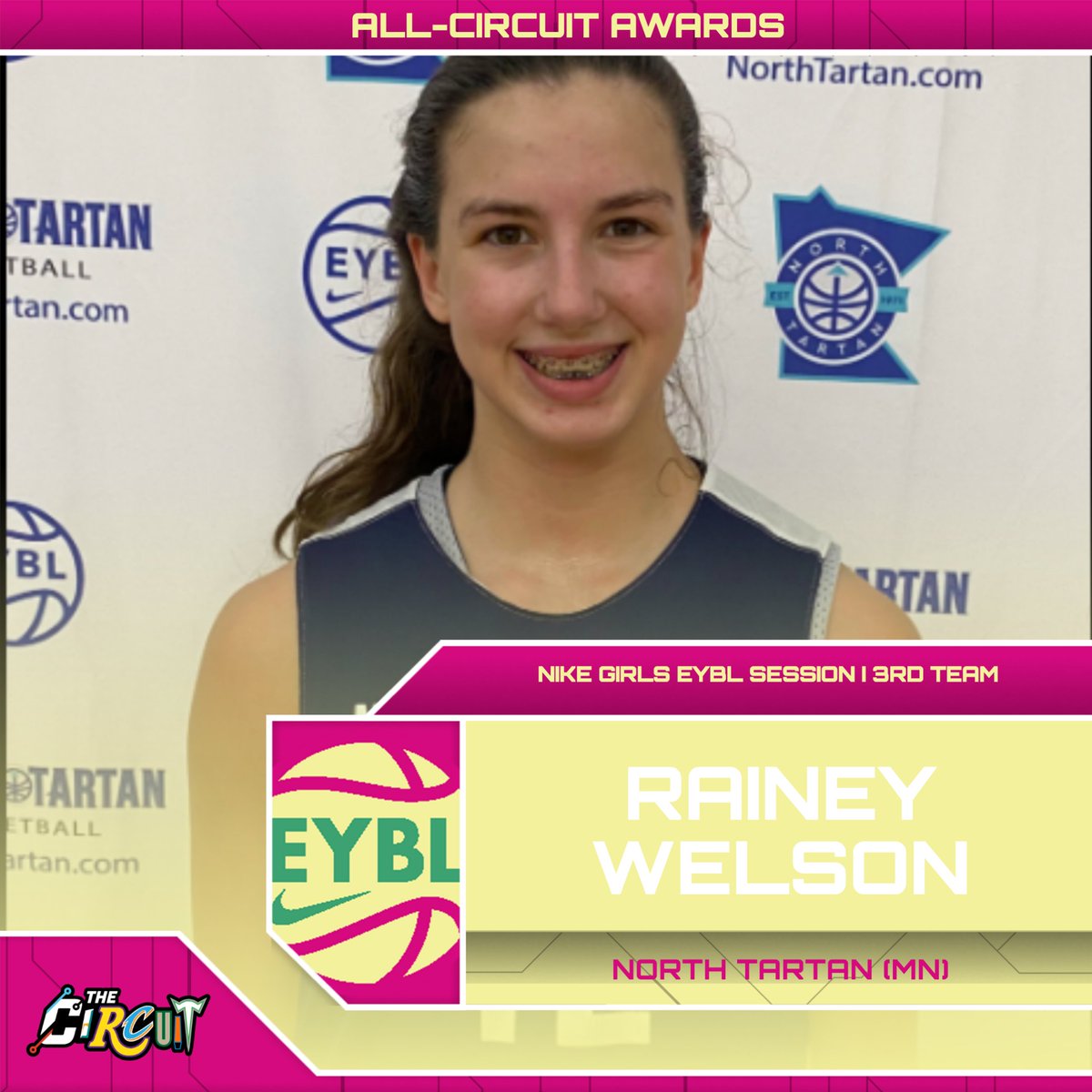 Nike EYBL Hampton | 3rd Team 🥉 Rainey Welson | North Tartan (MN) Averages ➡️ 12.2 PPG, 2.2 RPG, 2.6 APG, 1.2 SPG All-Circuit Awards ⤵️ thecircuithoops.com/news_article/s…