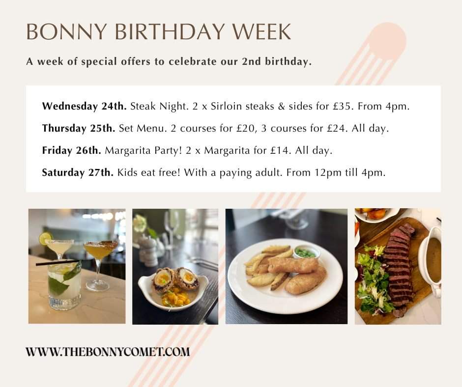 To celebrate our 2nd birthday we’ve got some cracking offers on this week! Bring your pals for a bargain Marg or your Little Comet’s for a free meal. We’d love to see your faces, old & new. Bookings can be made via the website or call us on 0191 8162072.