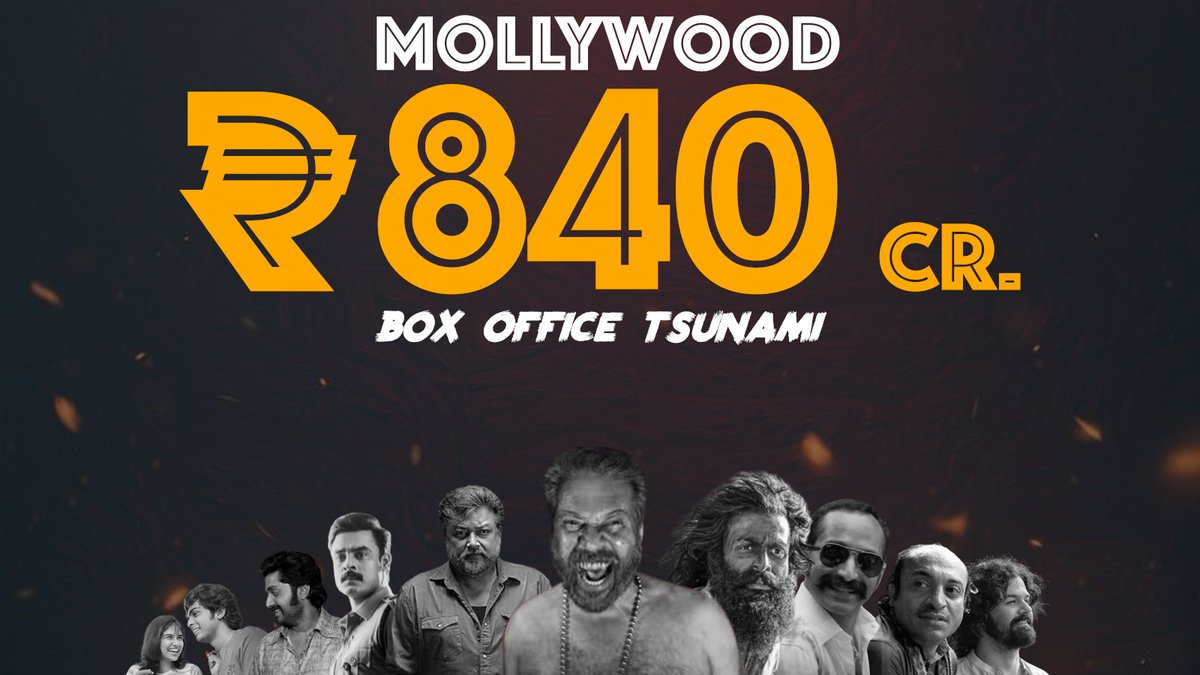 Unprecedented!!!
Malayalam film industry is on a roll!! Grossed over ₹800 crores worldwide till April 23. With #ManjummelBoys leading the race, collecting  ₹230 crores in the #worldwideboxoffice. 
 #Aavesham #Premalu #Aadujeevitham  #VarshagalukkuShesham #Bramayugam #Mollywood