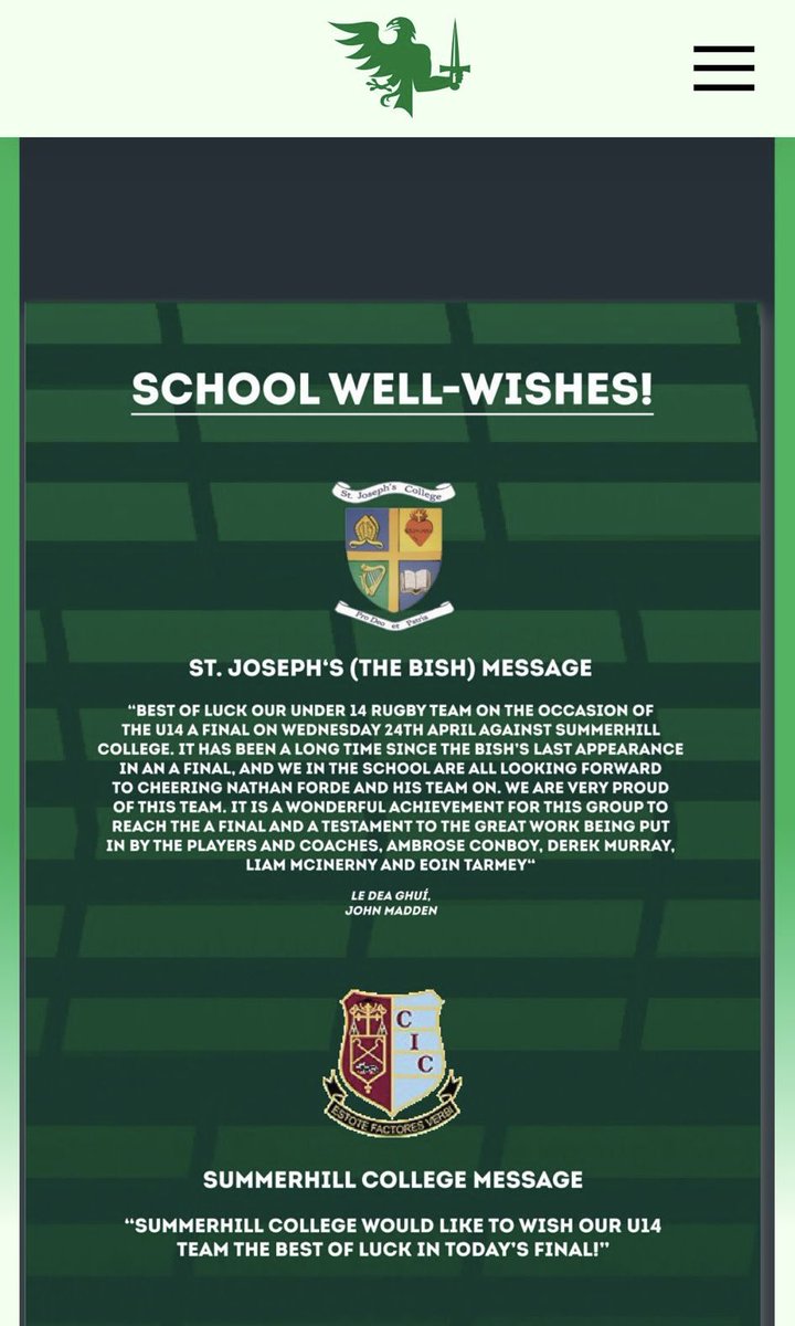 cicsummerhill's tweet image. Wishing our U14 Rugby team and their coaches the best of luck tomorrow as they take on St.Jospeh’s ‘The Bish’ in the Connacht U14 A Boys Schools Cup Final. #thismeansmore #wevegotthis