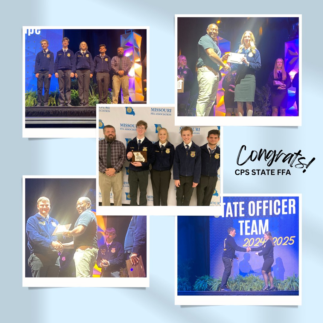 CPS FFA students made their mark at state competition. They took home awards in Veterinary Science, Landscape/Nursery CDE, Employment Skills LDE, and more. Madilynn Wehmeyer was also inducted as a 2024-25 Missouri FFA State Officer. Congrats to these students! #caccbest #cpsbest