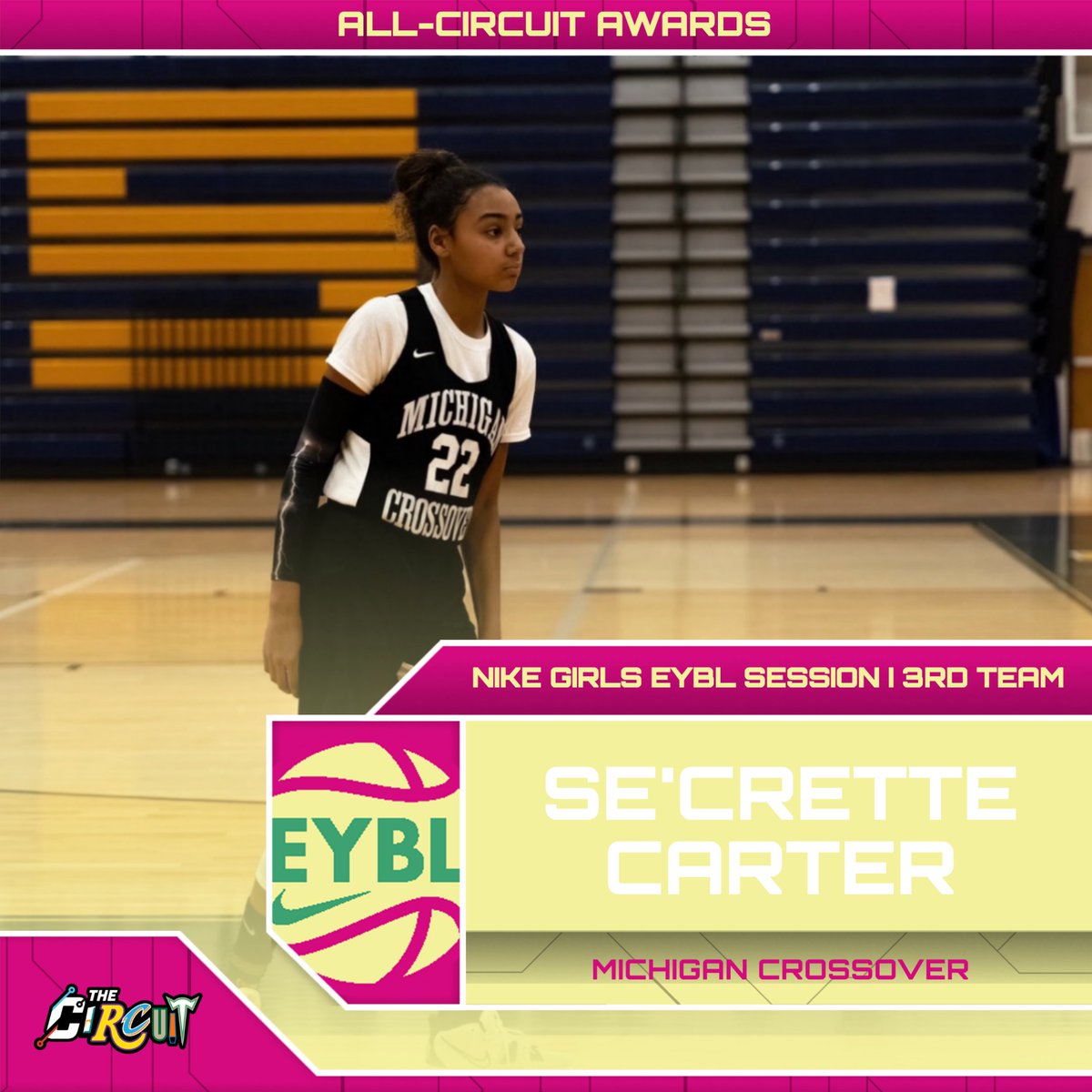 Nike EYBL Hampton | 3rd Team 🥉 Se'Crette Carter | Michigan Crossover Averages ➡️ 15.2 PPG, 3.0 RPG All-Circuit Awards ⤵️ thecircuithoops.com/news_article/s…
