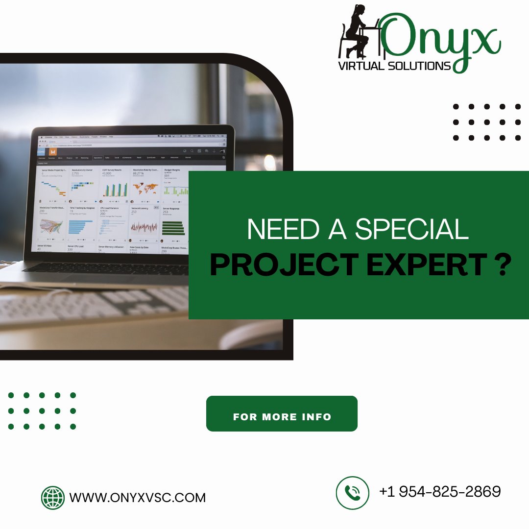 Onyx Virtual Staffing Services recognizes the importance of having the right team for special projects and  provide the expertise and resources needed to complete any task.

#SpecialProjects
#Expertise
#RemoteWorkExpertise
#ExpertiseAtYourFingertips
#OnyxStaffingAtYourService