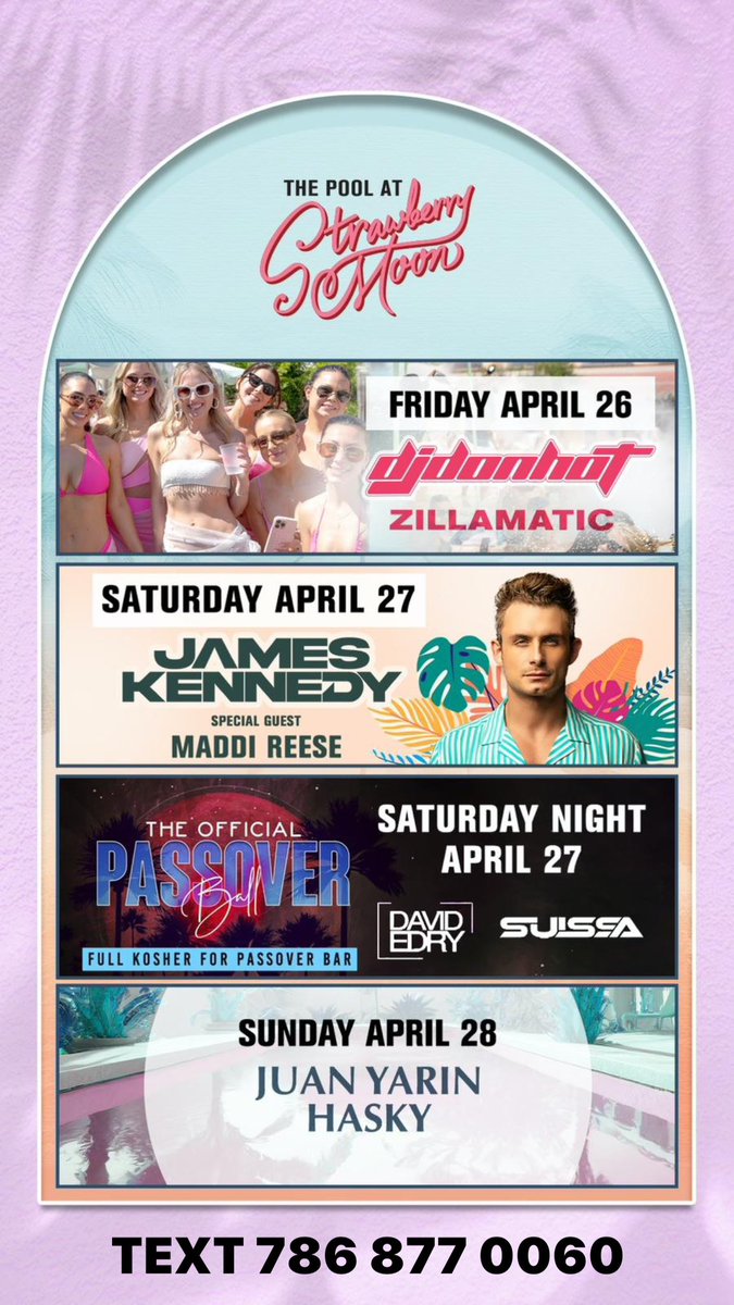 TEXT 786 877 0060 @STRAWBERRYMOON 

.

#JAMESKENNEDY #ALLTHINGSMIAMI #StrawberryMoon #StrawberryMoonMiami #StrawberryMoonPromoter #GoodtimeHotel #MiamiPromoter #MiamiBeachPromoter #SouthBeachPromoter #MiamiGuestList #MiamiHost #Miami #MiamiFlorida #MiamiBeach #SouthBeach