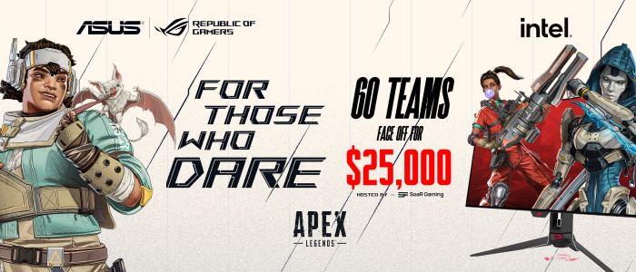 SoaRGaming's tweet photo. the For Those Who Dare $25,000 Apex Legends Tournament starts this weekend..   

Team Invites are being sent out  

the Casters + Teams to be announced before Friday   

LIVE on SoaR, you ready? 🫡 https://t.co/dv3kHhhZYX