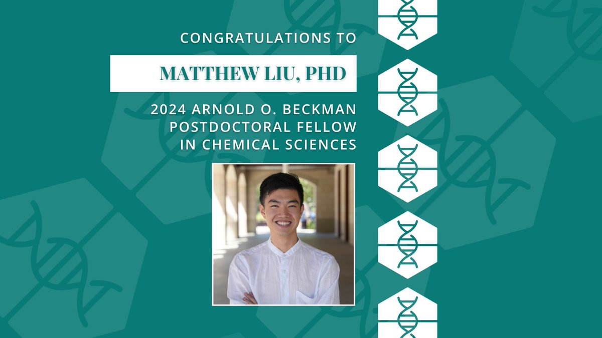 Congratulations to 2024 Arnold O. Beckman Postdoctoral Fellow in Chemical Sciences, Matthew Liu, PhD! @MIT
ow.ly/bIfL50Rmogw 
#aobpostdoc #beckmanfoundation #awardees #fellows #grants #support #chemicalsciences #chemtwitter