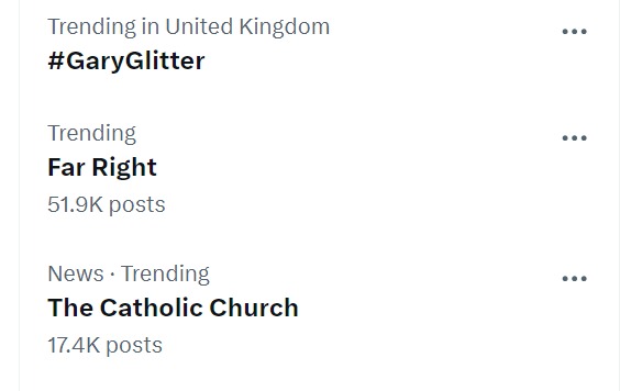 Trending all at once right now, which is the baddest of them all lol? 😅🤡

#garyglitter #FarRight #CatholicChurch