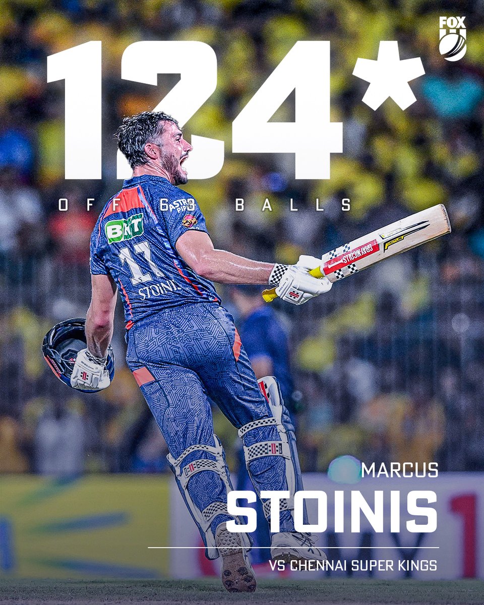 MARCUS STOINIS WENT OFF 🔥 The Hulk hit an unbeaten 124 as Lucknow Super Giants chased down a target of 211 with six wickets and three balls to spare against Chennai Super Kings. Read More 👉 bit.ly/4aOhmZ1