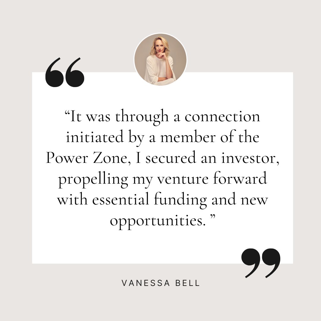 “Joining the Power Zone has been a game-changer for me. It was here, through a connection initiated by another member, I secured an investor, propelling my venture forward with essential funding and new opportunities.” Vanessa Bell lnkd.in/dGPFwkve