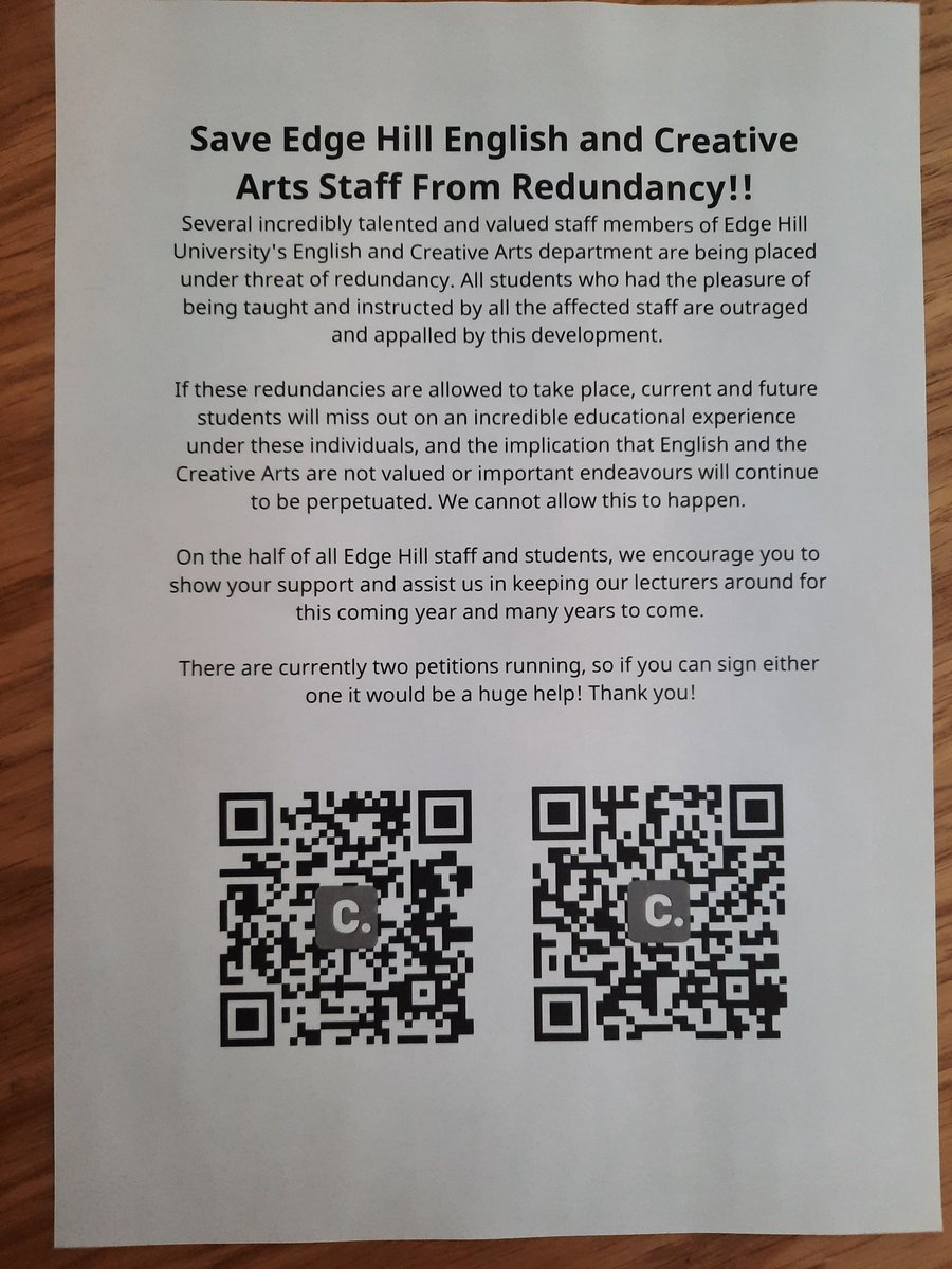 The finance team took all the physical flyers away for EHU this afternoon... the petition has been set up by students who are amazingly shouting loudly while the tutors can't... nearly 200 signatures already... let's show them we stand by them