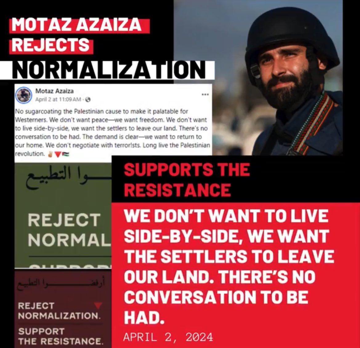 Motaz Azaiza: “We don’t want to live side-by-side, we want the settlers to leave our land. There’s no conversation to be had”. @lkajomovitz