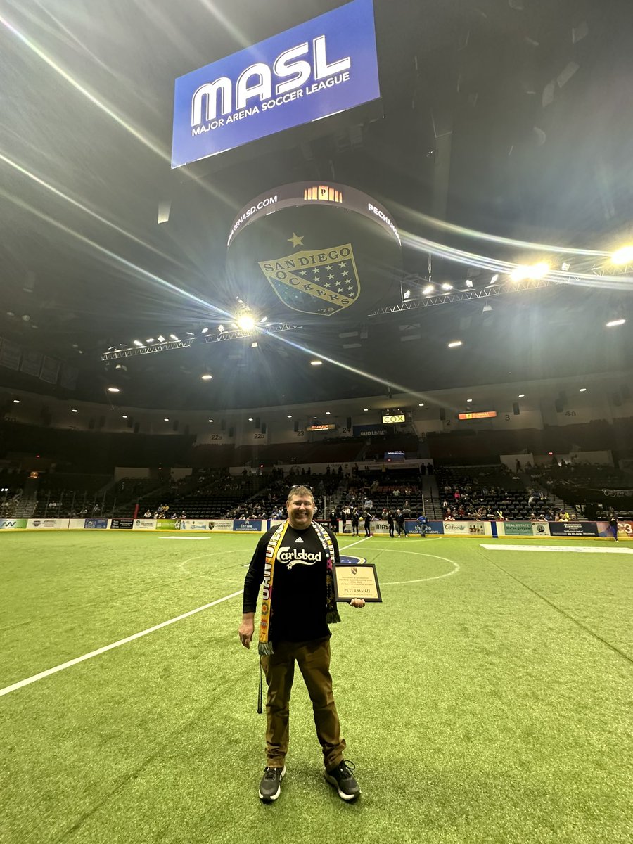 On Sunday evening the San Diego Sockers recognized our very own ✨Mr.Manzi✨ for being selected as Carlsbad Unified Teacher of the Year.  Mr. Manzi joined other area teachers of the year before the game! 📚✏️🎉🏆🥇 #ProudToBeCUSD #KindnessMatters #CUSDLearns