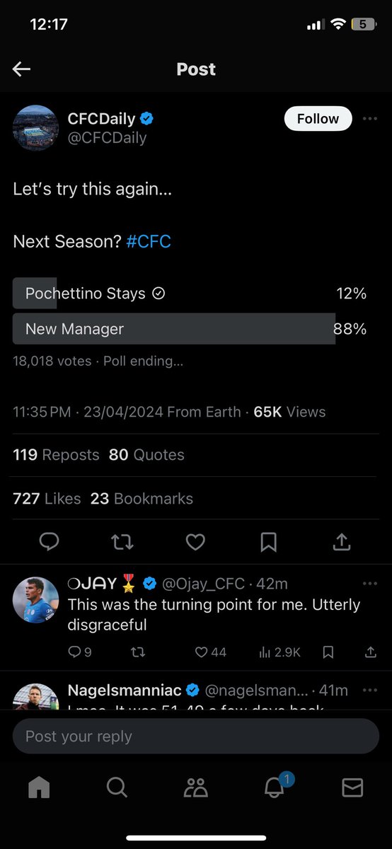 jadithink's tweet photo. @itsfad3l as an honest chelsea fan i cant believe anyone voted poch stays 💔💔 https://t.co/MR9pHf8zB7