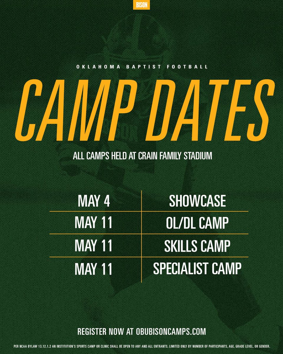 Come camp with the Bison ⬇️⬇️ Register | t.ly/Yp243 #OnToVictory