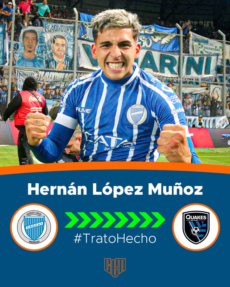 🚨Hernán López Muñoz es nuevo refuerzo de San José Earthquakes. *️⃣El club le compró el 100% del pase (estaba dividido en partes iguales entre Godoy Cruz) y firmará contrato hasta diciembre de 2026 con chances de extender por dos años más. #TratoHecho