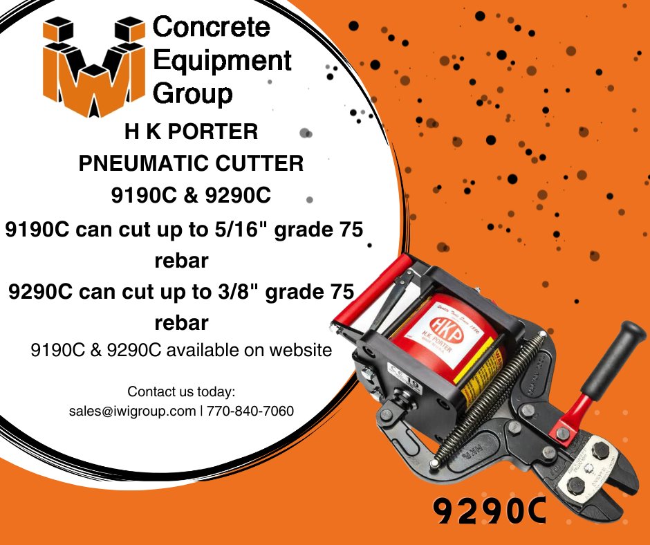 iwigroup's tweet photo. Discover innovative solutions that will transform the way your business can run a smooth job site!

The H K Porter Models 9190C and 9290C - the ultimate tools for cutting mesh, rebar, and more! 🌟 These models feature angular jaws for precise cuts and operate smoothly. https://t.co/aKf92kM5qK