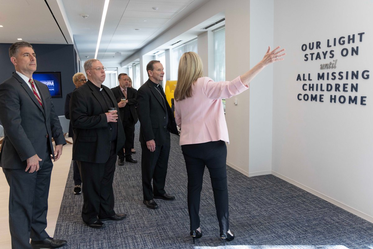 NCMEC_CEO's tweet photo. It was a delight to host @BishopBurbidge and his team from the @ArlingtonChurch to our headquarters.

We highlighted NCMEC’s lifesaving programs and our shared belief that every child deserves a #safechildhood.