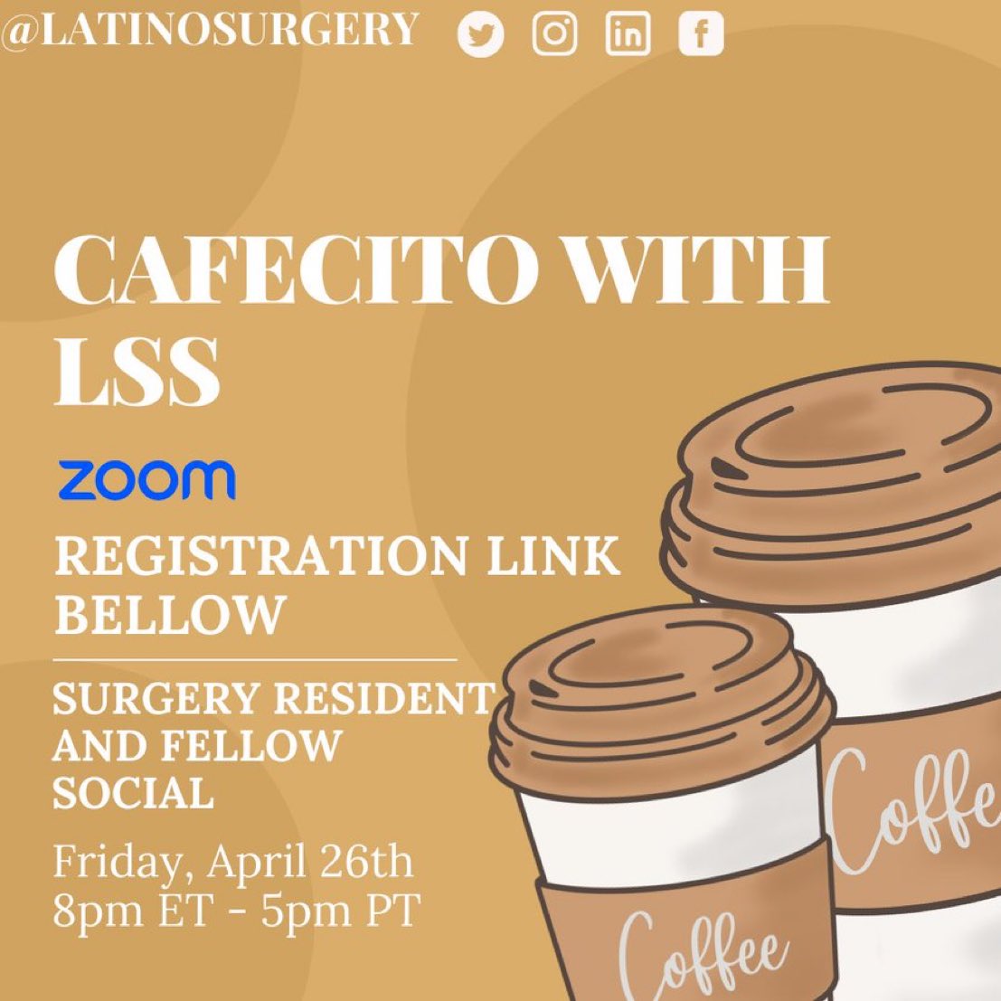 This week! 📢 Remember to register for our monthly #CafecitowithLSS ☕️ 

Remember to bring your own cafecito! 

📅 April, 26th! 

Click the link below!
partners.zoom.us/meeting/regist…