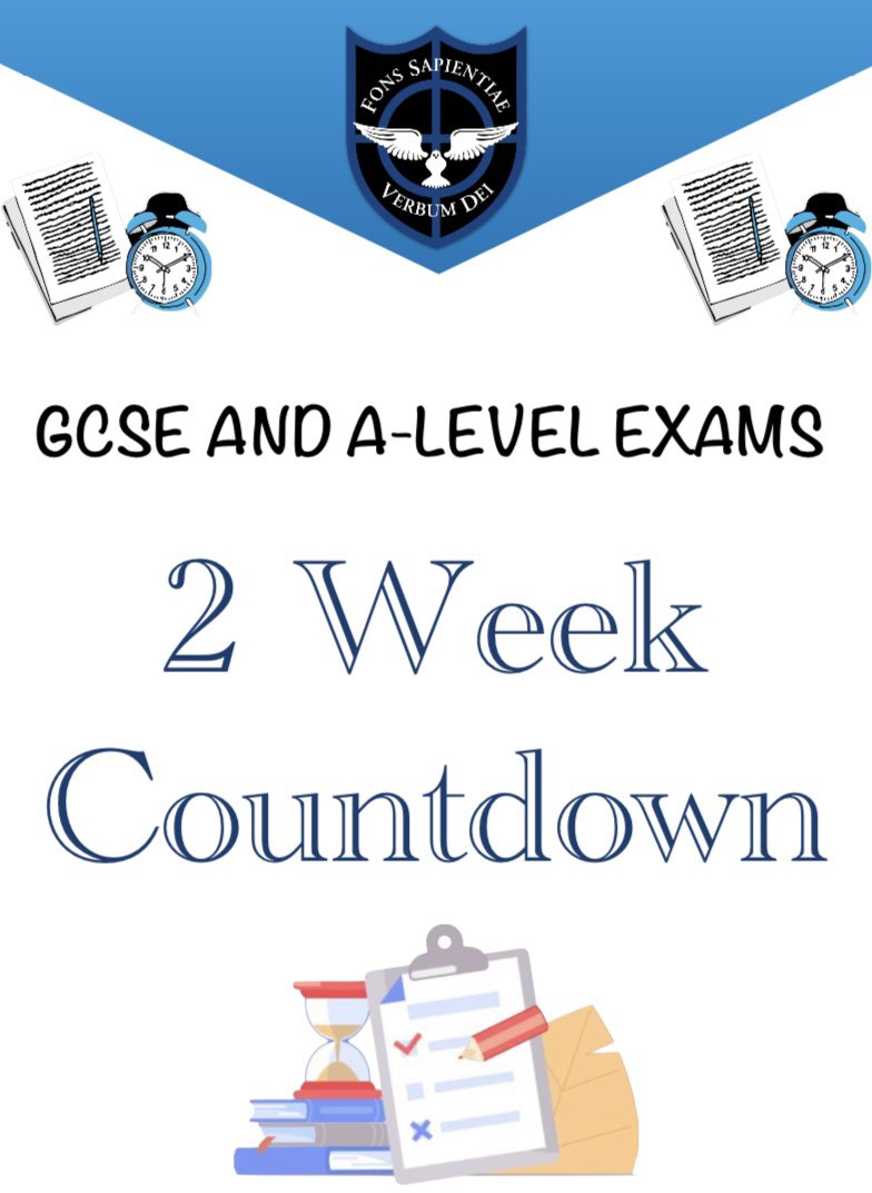 📢 ATTENTION KS4/5 PUPILS 📢
⏱️ TWO WEEKS TO GO ⏱️ 
The GCSE and A-Level examinations begin in 2 weeks. It is so important that all pupils are actively revising utilising a range of strategies, in particular, exam board past papers and mark schemes 📚 ✏️
