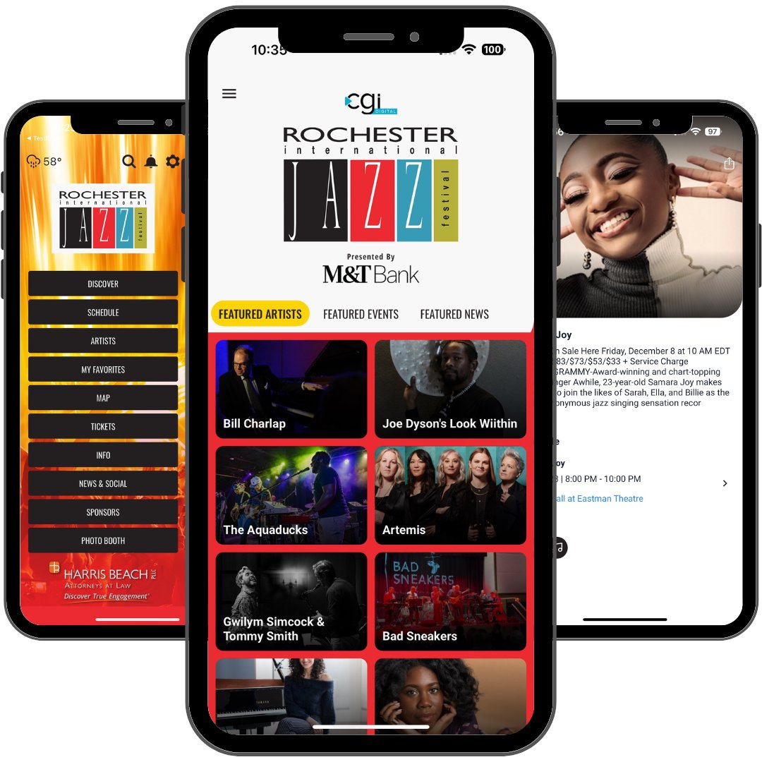 Our updated app is now available to download! Put the festival in your pocket. Create your schedule, browse by venue, date, type of show & artists, listen to music, share your photos, get event info, buy tickets, & more! Sponsored by @HarrisBeach Free! rochesterjazz.com/app