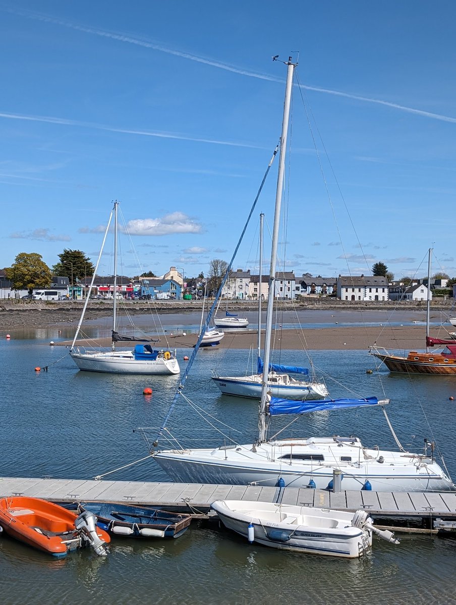 Boats in Dungarvan Harbour, Co. Waterford and the view towards Abbeyside.