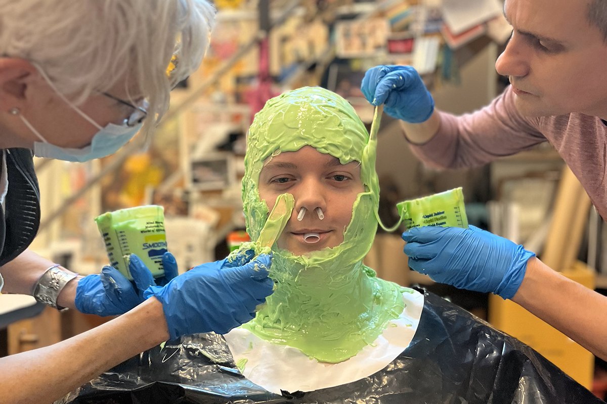 In this photo essay, take a look Behind the Curtain as Properties Master Jane Kline and her team took on the exciting process of molding and casting actor Michael Watt's head for the Studio Theatre Production of Rough Magic: bit.ly/44cslc2 @UofAFineArt #UAlberta