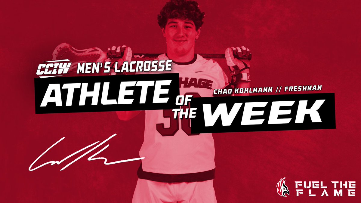 Congratulations to Chad Kohlmann for being named @cciw_athletics Athlete of the Week!!! #FuelTheFlame // #BirdsOnTop