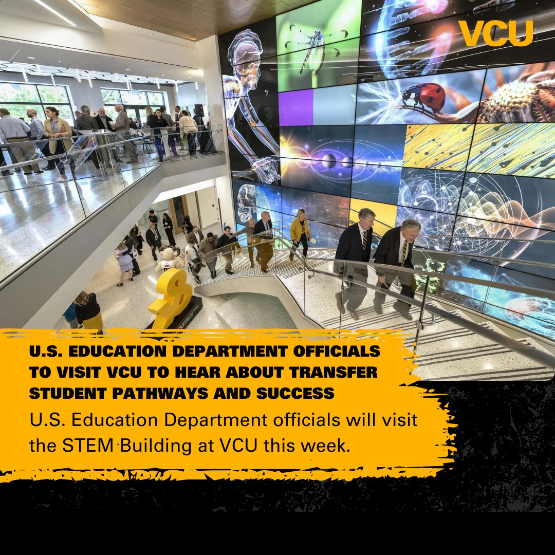 Senior officials from the U.S. Department of Education will visit #VCU on Friday, April 26, to hear about innovation to close equity gaps and improve higher education access and student success, particularly among transfer and STEM students. Read more: news.vcu.edu/article/2024/0…