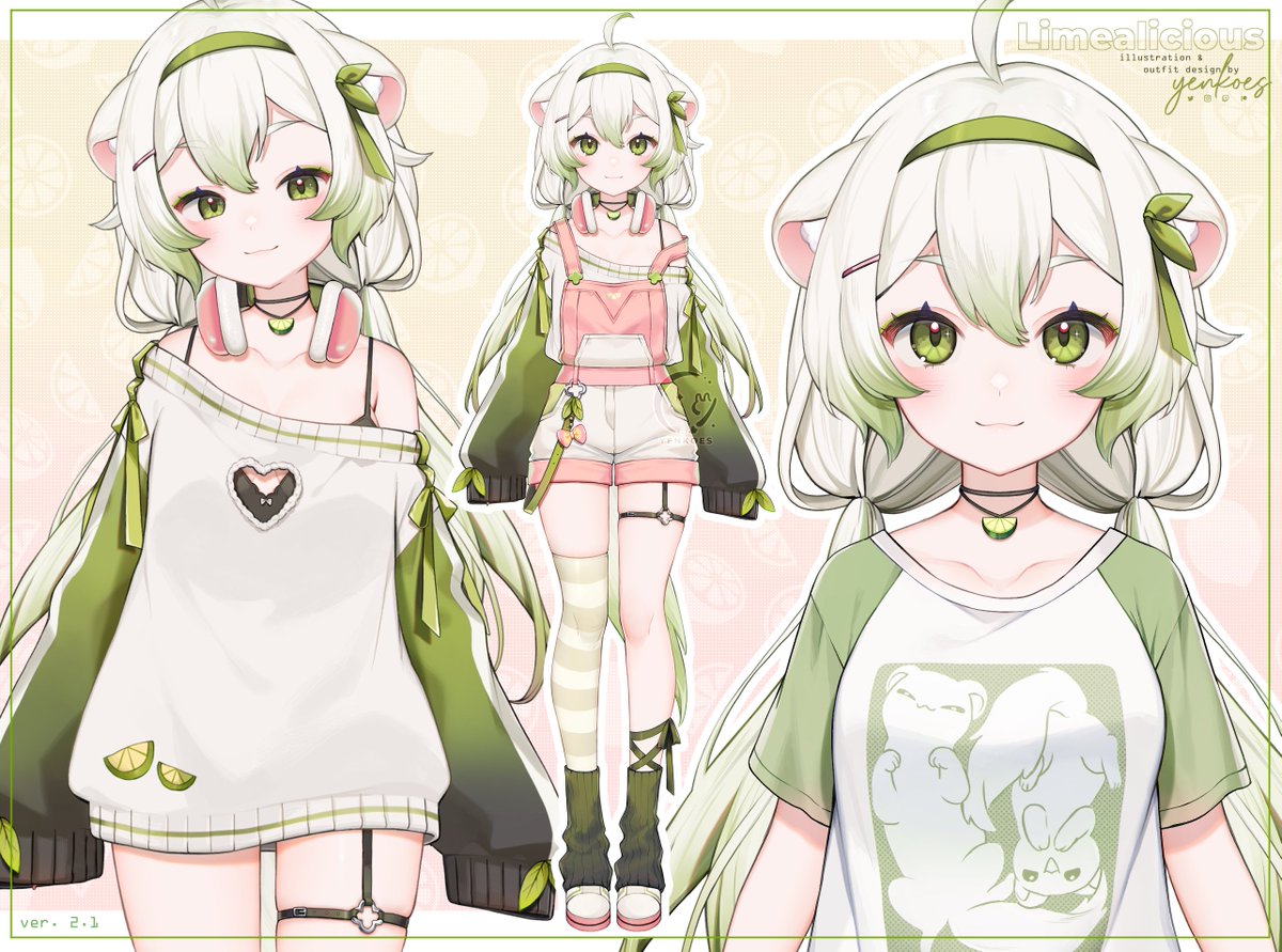 I designed and illustrated the new comfy Laimu 2.1 outfits~! 🍋💚💚Always a pleasure working on this baby 🥹