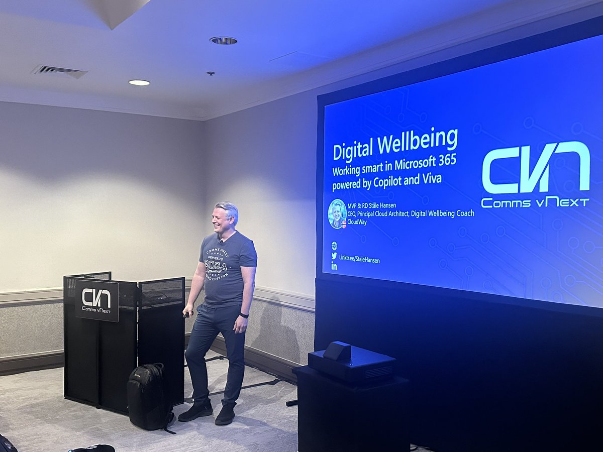 <a href="/StaleHansen/">Ståle Hansen</a> going to share how to do digital wellbeing with #MicrosoftCopilot and #MicrosoftViva. 
#commsvnext