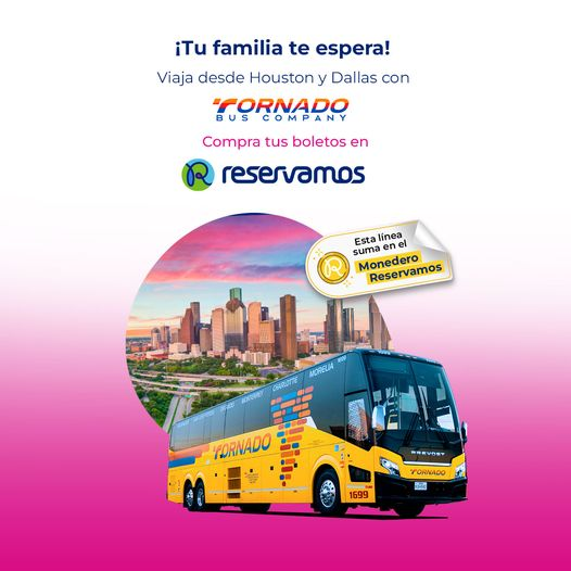 ¿Extrañas a tu familia? ¡No esperes más! Viaja con Tornado desde Houston o Dallas y acércate a los tuyos en un abrir y cerrar de ojos.
¡Compra tus boletos hoy mismo!  bit.ly/49C6BYM
#TornadoElite #Reservamos #Viajes #Familia #Houston #Dallas #CompraTusBoletos