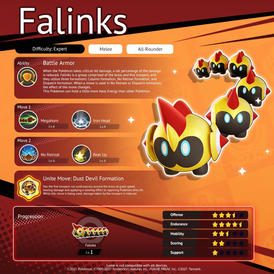 Falinks is a melee All-Rounder that depends on positioning and using its various troopers to take out opponents. How will you build Falinks when it comes to #PokemonUNITE on April 25?