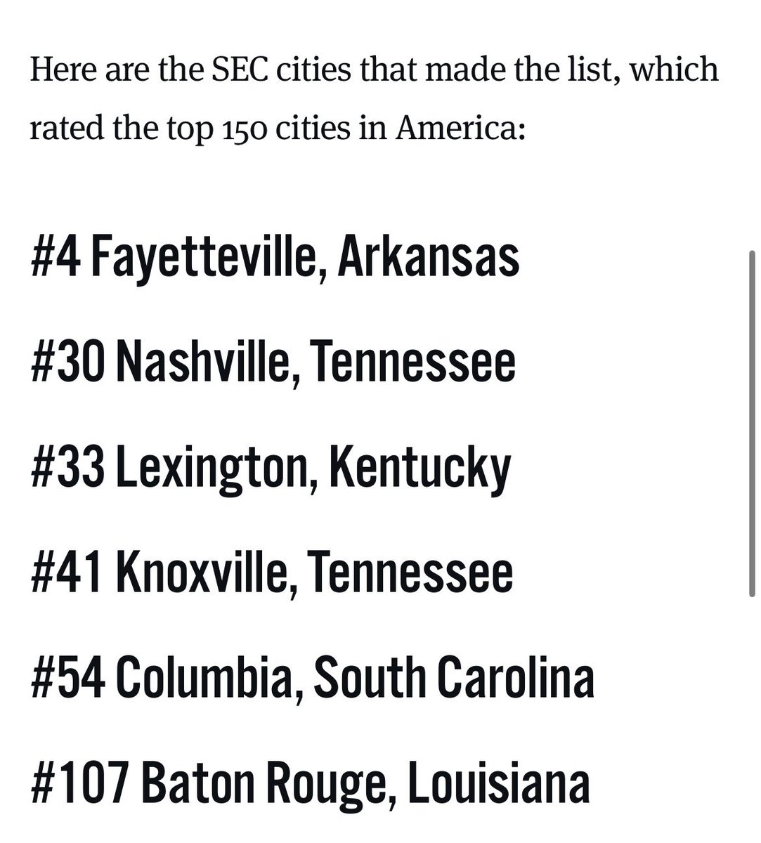 @usnews who would choose to live in Lexington over Fayetteville?