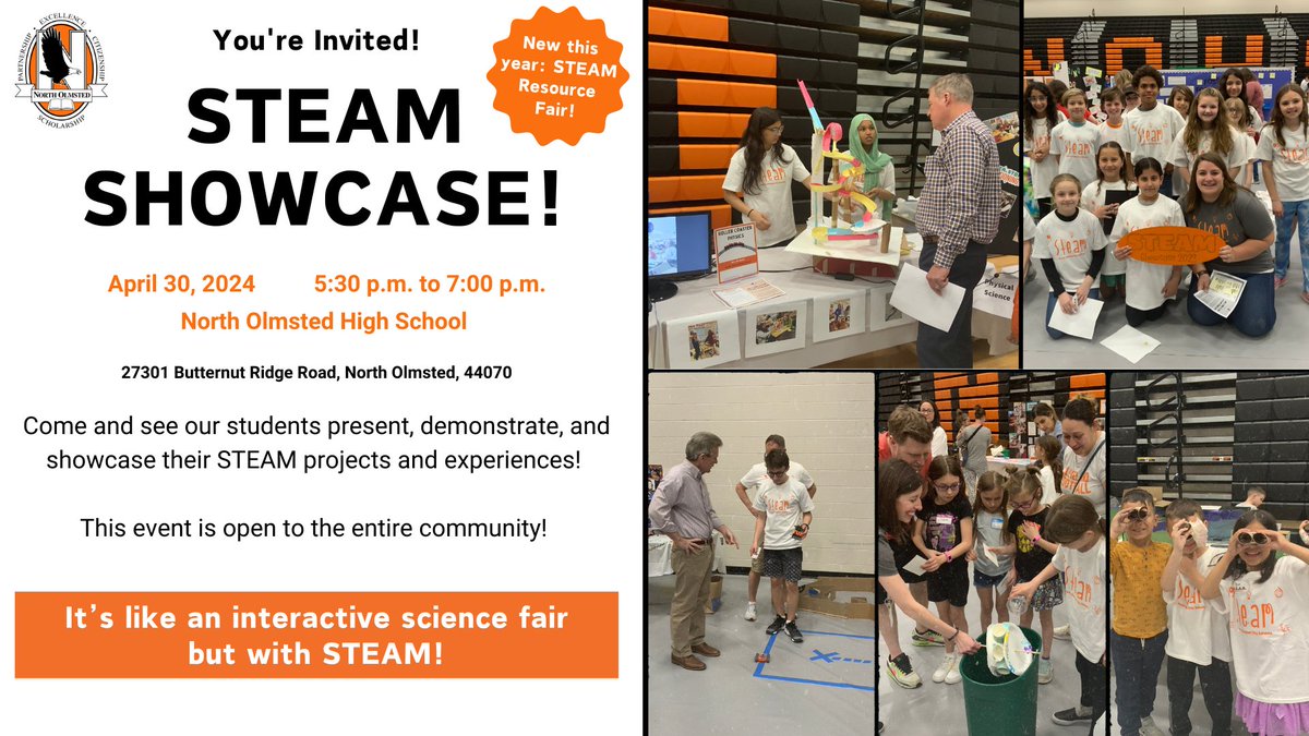 Our STEAM Showcase is one week away and our students are EXCITED to share their learning with our community! This event is open to the entire community as well as business representatives. This is an open house format so attendees can come anytime between 5:30 p.m.- 7:00p.m.