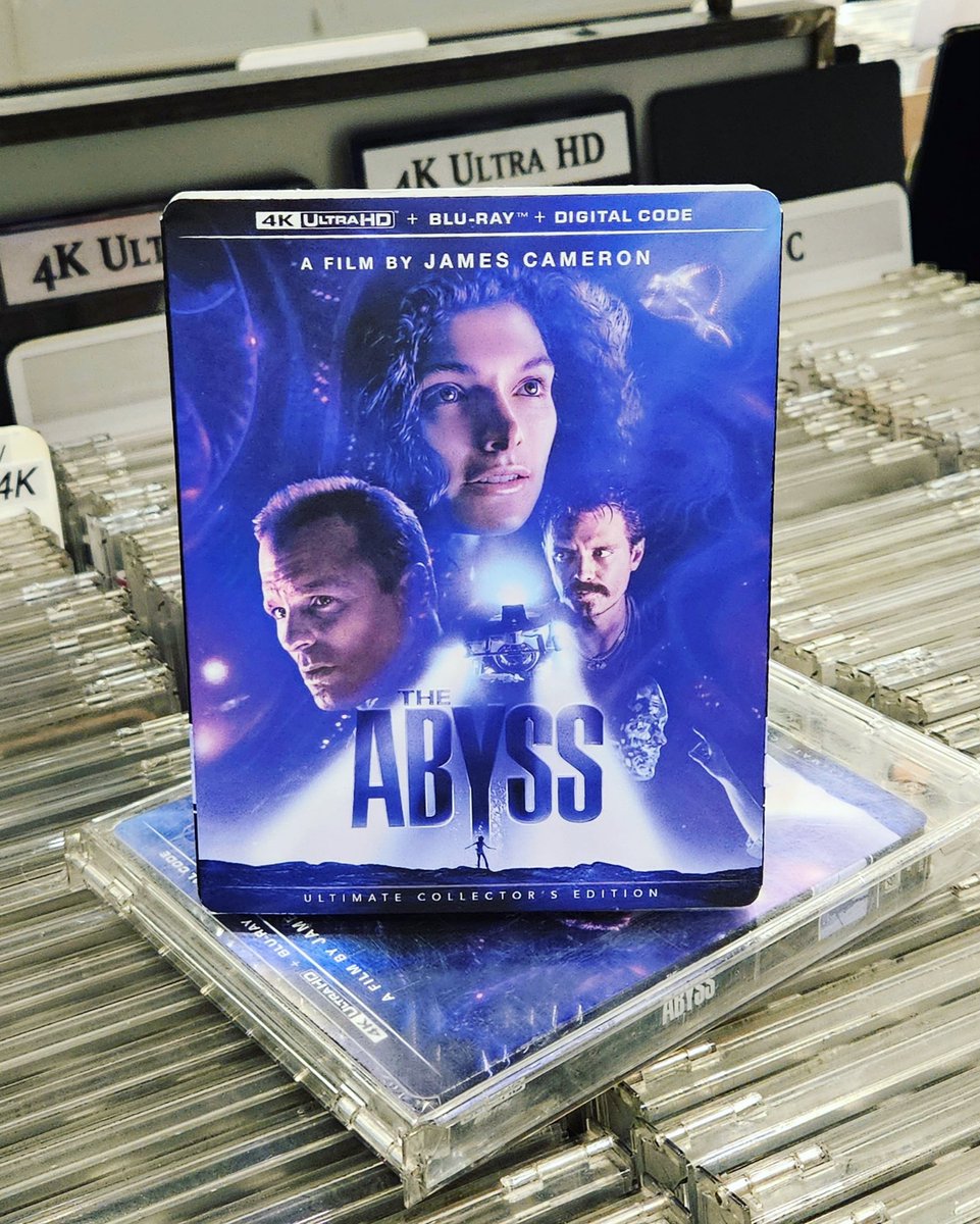 James Cameron's underwater sci-fi odyssey 'The Abyss' is back in stock on 4K! This Ultimate Collector's Edition includes the 1989 theatrical version, the 1993 special edition, and 31 minutes of additional footage. Get it here: bit.ly/3xRhwjJ