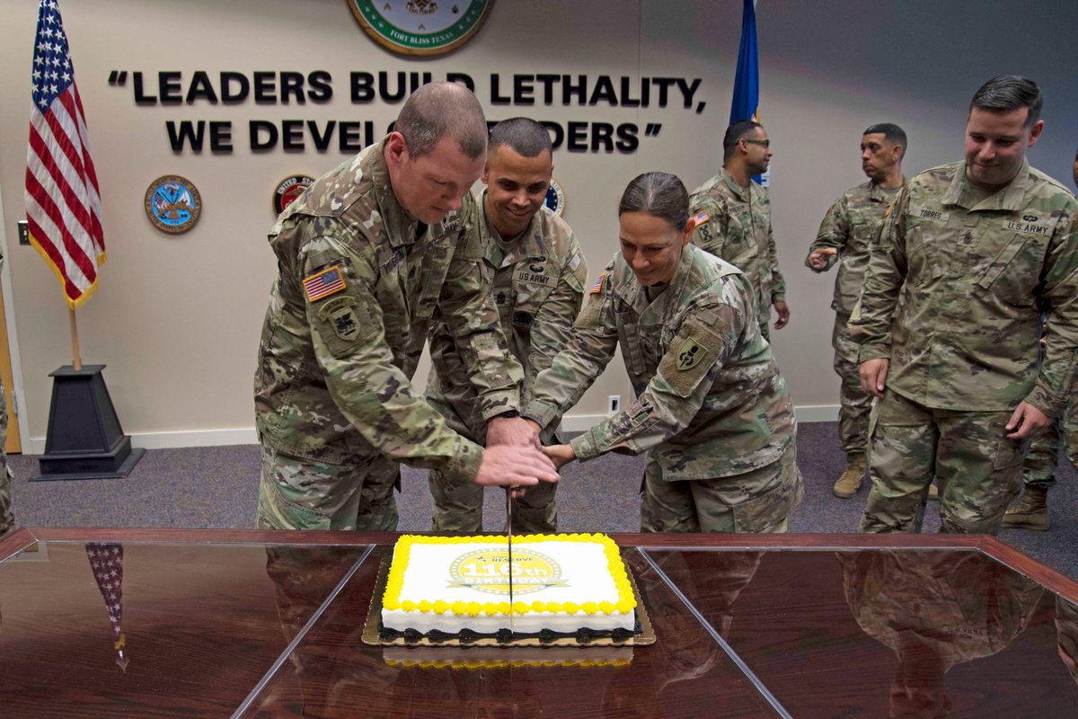 Soldiers of The Army Reserve, attending the SGM-A Class 74 commemorated the Army Reserve's 116th birthday April 23 with a cake cutting ceremony.
The Army Reserve evolved from corps of medical professionals in 1908 to a modern force with over 200,000 Soldiers.  #USARBirthday116
