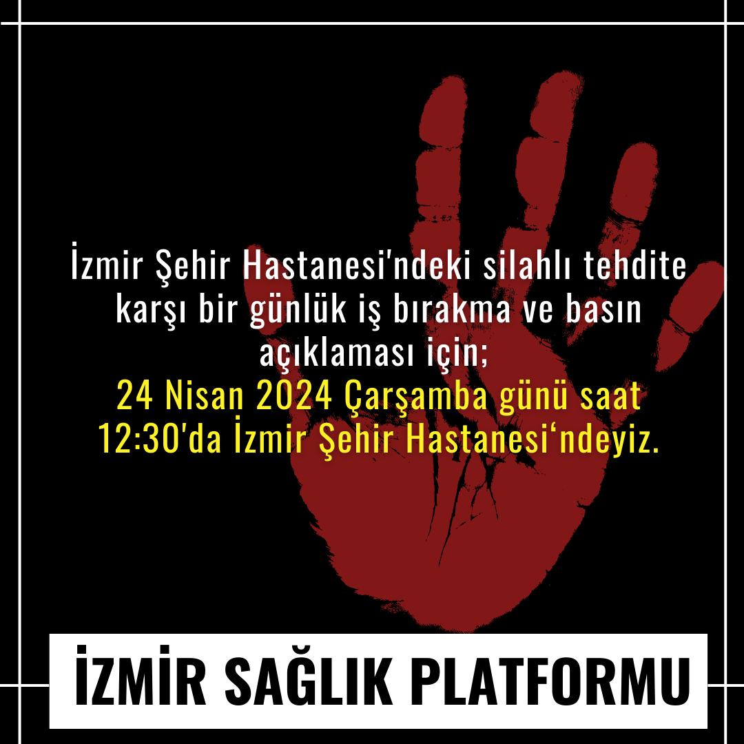 ARTIK YETER!!
İzmir Bayraklı Şehir Hastanesi'nde yaşanan silahlı tehdite karşı susmuyoruz!
#SağlıktaŞiddetSonaErsin
#BeyazKod1111
@sesgenelmerkezi @Keskizmir